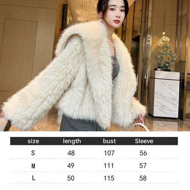 2023 neue Frauen Luxus Party Faux Fox Pelzmantel Schal kurze Länge lose Mantel Jacke für winter warme Outwear