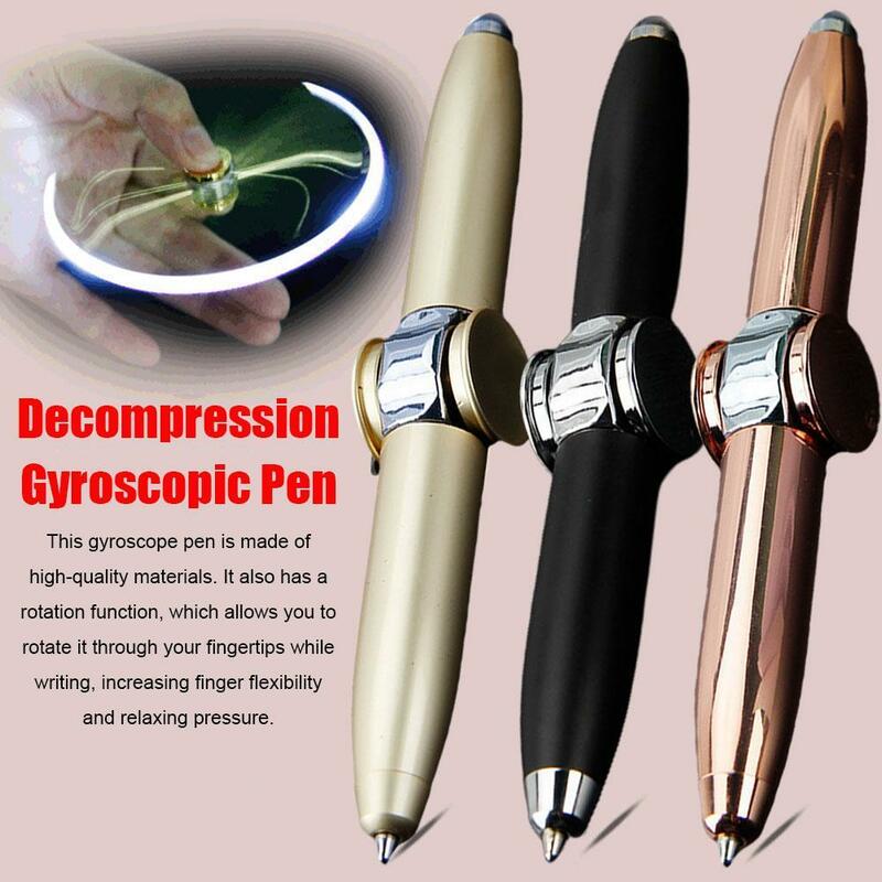 Penne luminose a LED con Spinner luminoso in metallo Cool Fidget Spinner penna giroscopica con punta delle dita con penna antistress a luce LED