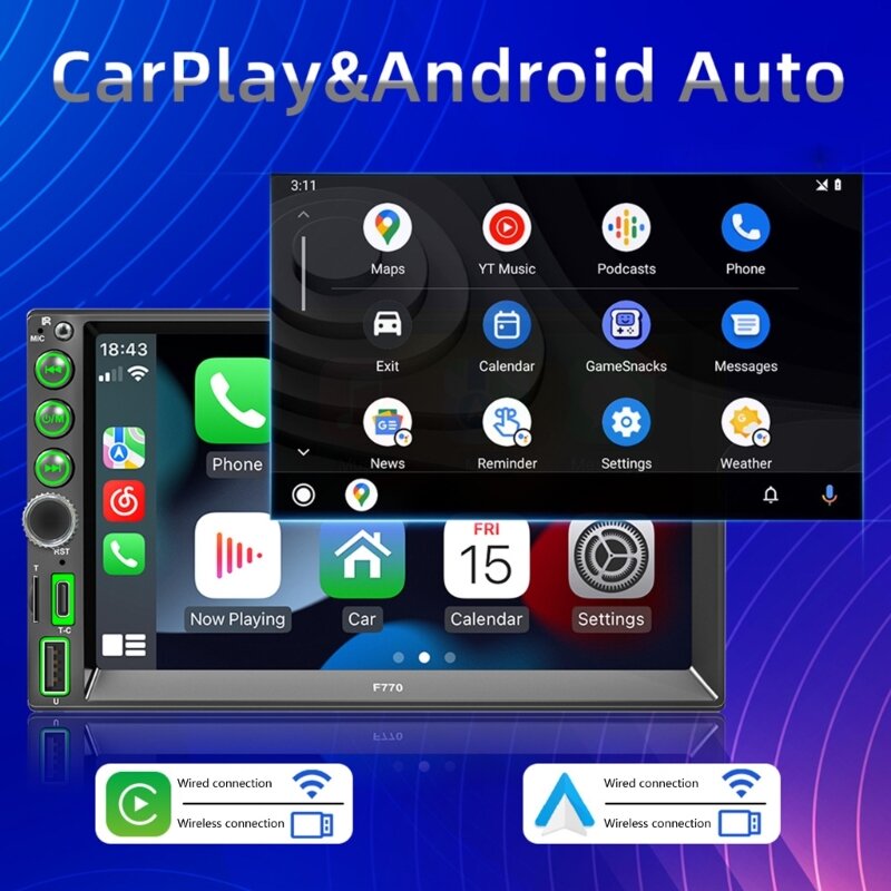 Lcd touch-screen carro multimídia mp5 player fm-am rádio u-disco aux entrada com vídeo ré com fio/versão sem fio