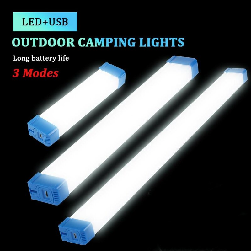 Tubo de luz LED recargable por USB, tira larga portátil para exteriores, luz de emergencia para acampar y pescar, 15/30/50CM, T5