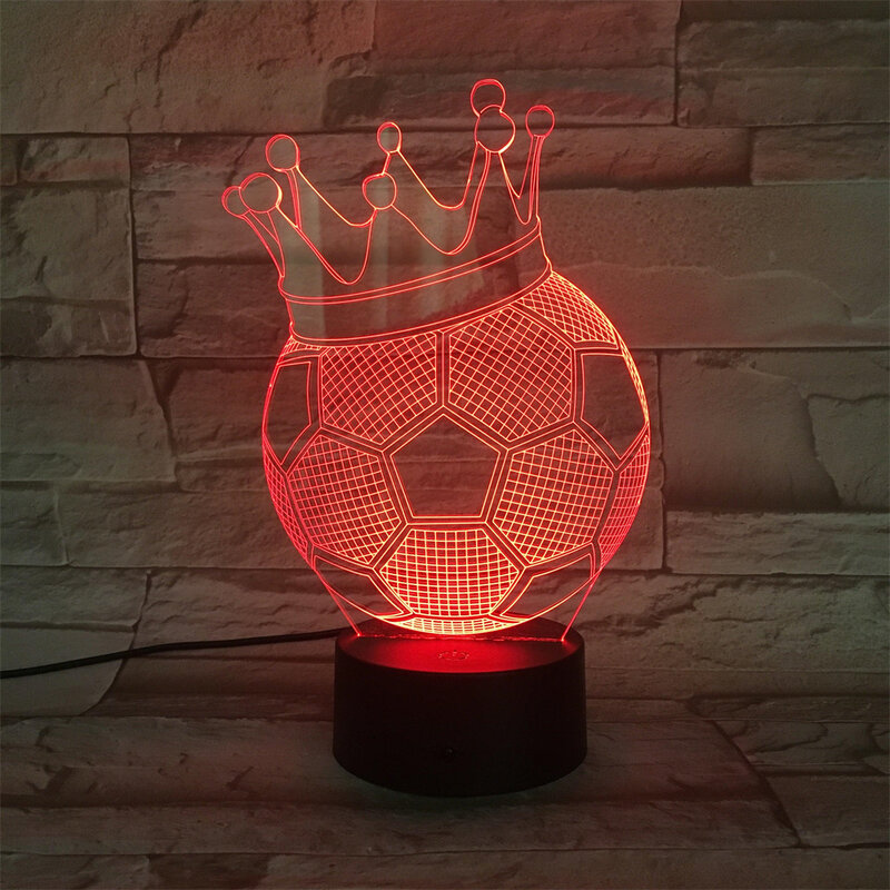 3D Football Basketball Night Light Crown Design Hot Team 3D Illusion Light 7/16 Color Variations for Birthday Christmas Gifts