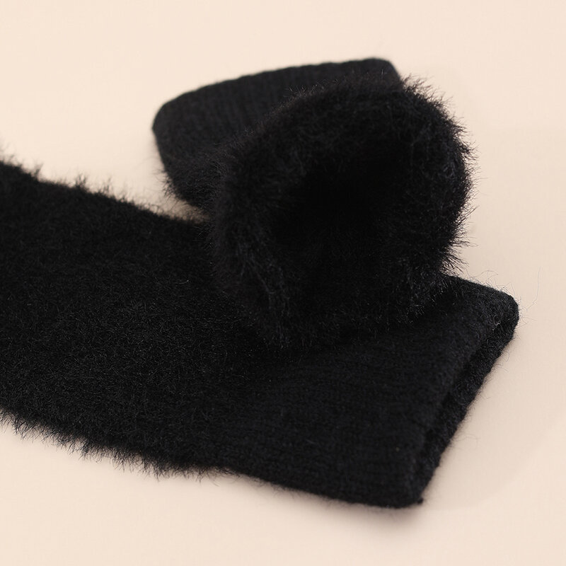 2023 модные зимние плюшевые теплые перчатки для сенсорного экрана женские мужские уличные Теплые эластичные пушистые варежки без пальцев