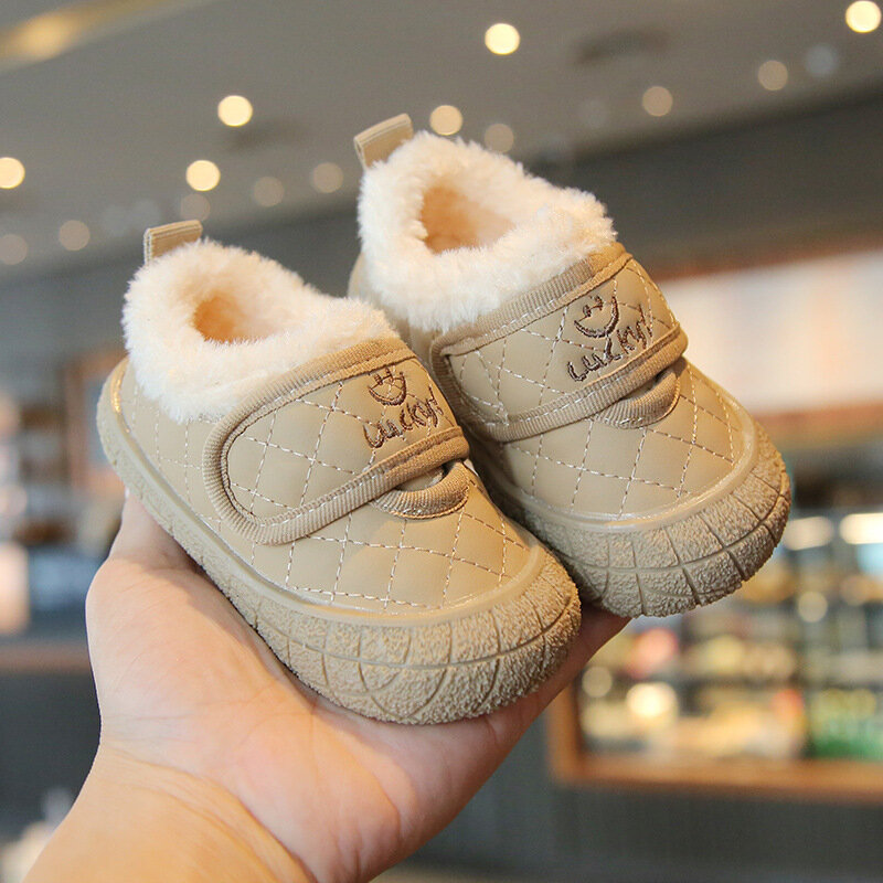 아기 워킹화 플랫폼 코튼 신발, 따뜻한 어린이 겨울 캐주얼 만화 모피 신발, 미끄럼 방지 부드러운 밑창 아기 신발
