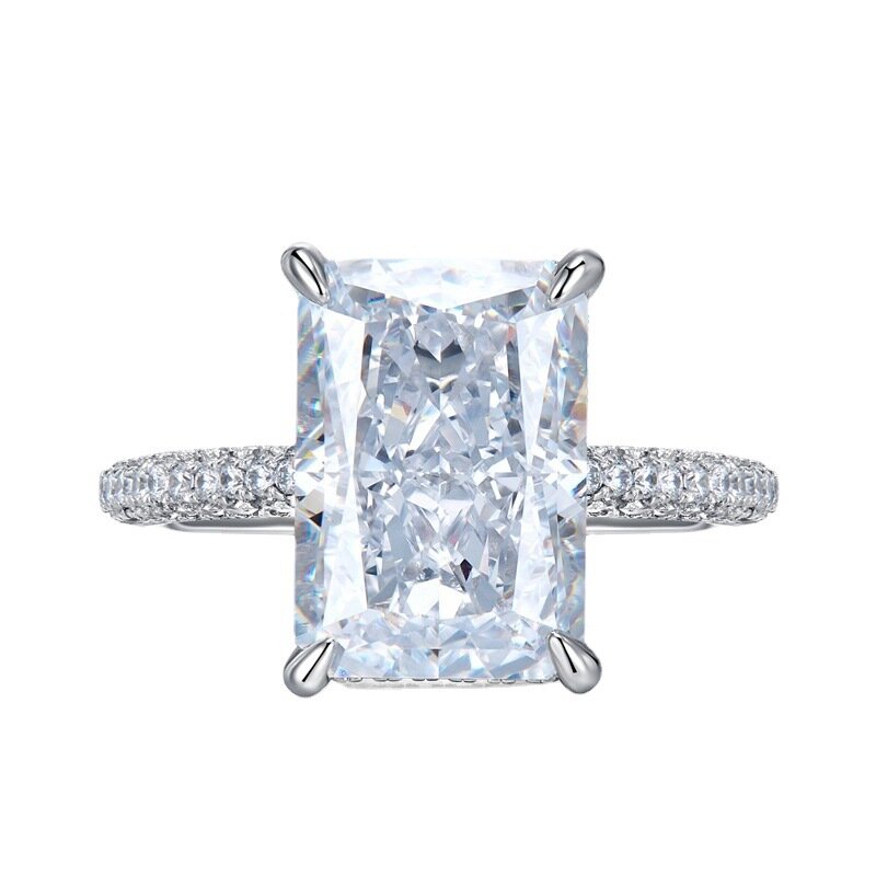2023 New Fashion S925 argento 3 clairedon Cut Small Rock Sugar Diamond Ring