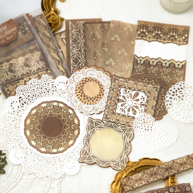 Yoofun – papier en dentelle Vintage, 40 pièces/paquet, pour Scrapbooking, Journal, cadeaux, fabrication artisanale, papiers de décoration, papeterie rétro
