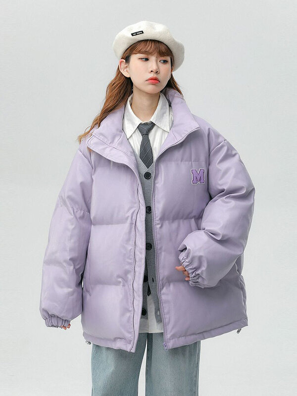 女性のための単色の厚いレタリングジャケット,綿のコート,シンプルでカジュアル,ストリートファッション,冬,新しい2023