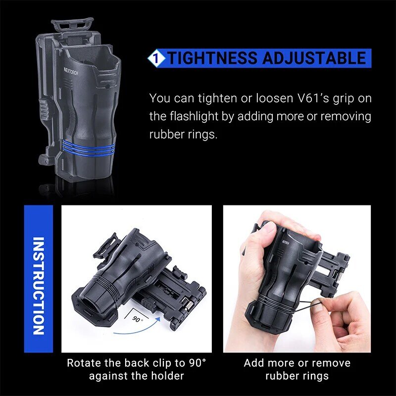 Nextorch V51 Tactical Flashlight Holster Holder,360 Degrees Rotatable,Various styles and sizes v5 v55 v55l v6 v61 v73 Portable