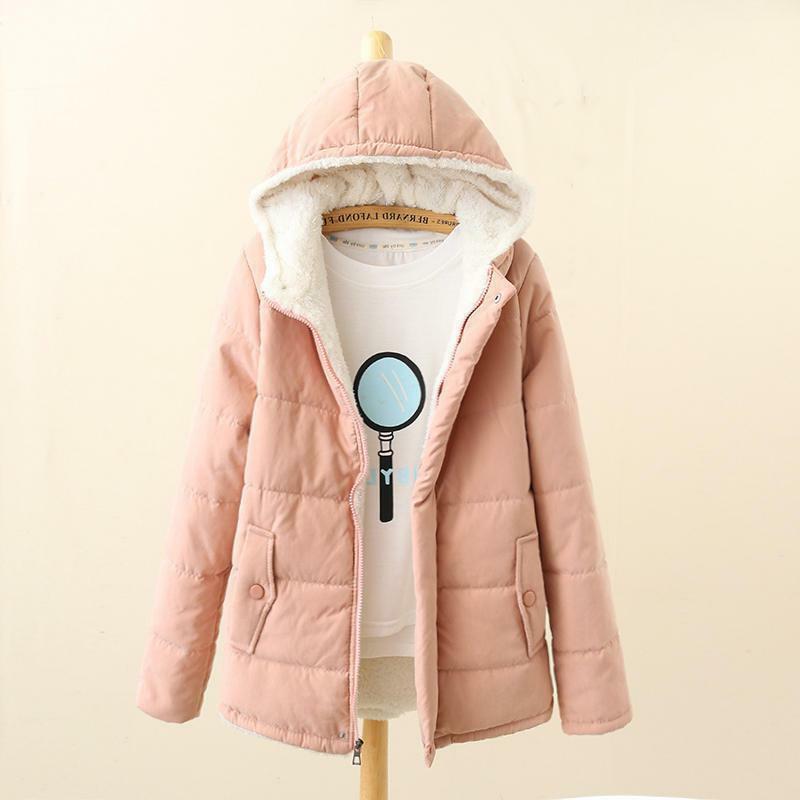 Autunno inverno abbigliamento donna nuova versione coreana floccaggio addensato college vento manica lunga con cappuccio giacca allentata imbottita in cotone