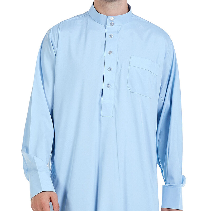 Bata de manga larga para hombre, vestido musulmán de Ramadán, ropa islámica de Oriente Medio, Thobe Jubba, Dishdasha, Arabia Saudita