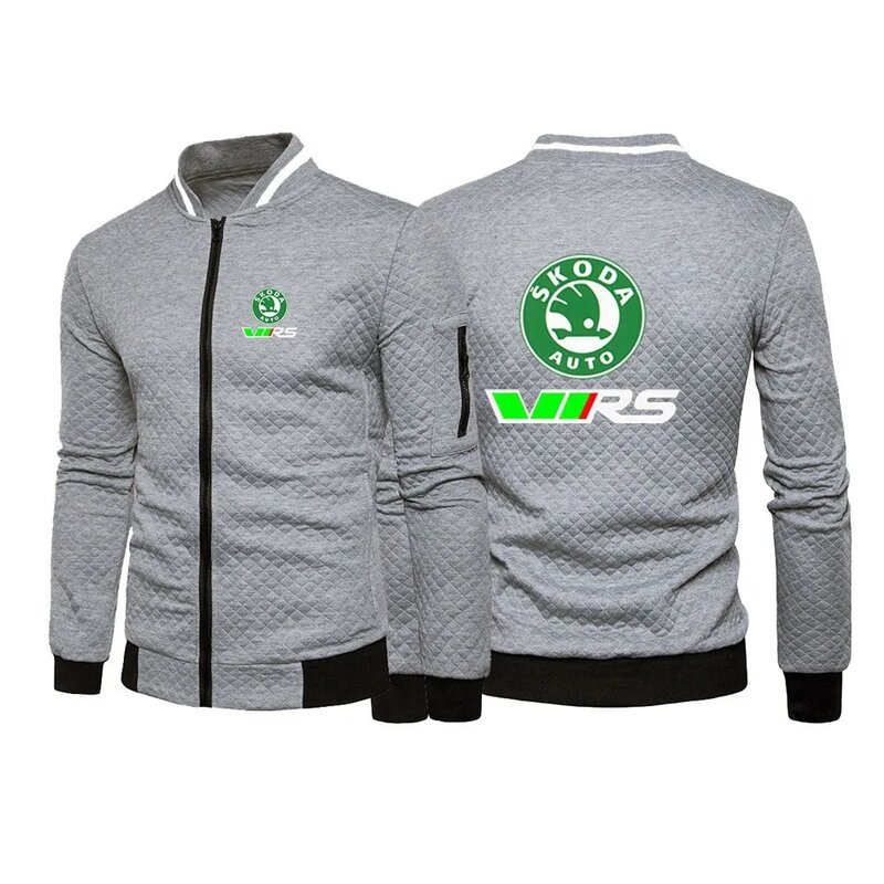 Skoda Rs Vrs Motorsport Graphicorrally Wrc Racing Men Spring Autumn Printing Casual Simple Six-color Zip Round Neck Quality Coat