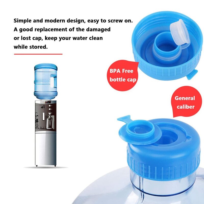 Water Jug Cap 5 Pack Plastic Water Bottle Cap Blue Gallon Drinking Water Bottle Cap Replacement Bottle Tool Leak Free