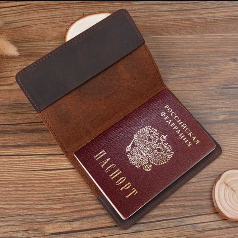 Funda de pasaporte de cuero personalizada, fundas grabadas para viajes, soporte para pasaporte, Rusia