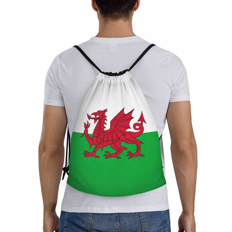 Borsa personalizzata con coulisse bandiera del galles per l'allenamento zaini Yoga uomo donna Welsh Dragon Sports Gym Sackpack