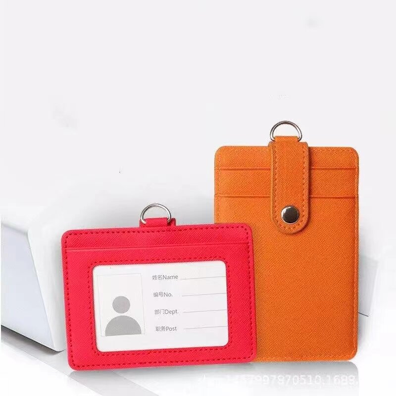 Porta Badge identificativo con cordini porta carte di credito in pelle per autobus