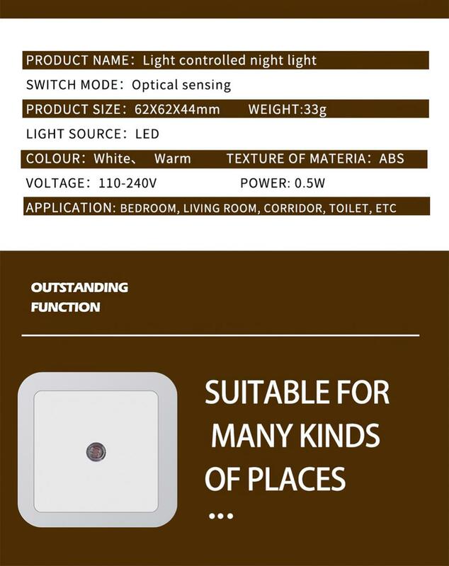 미니 LED 야간 조명 센서 제어, 어린이 거실 침실 조명, EU 미국 영국 플러그 야간 조명 램프, 110-240V