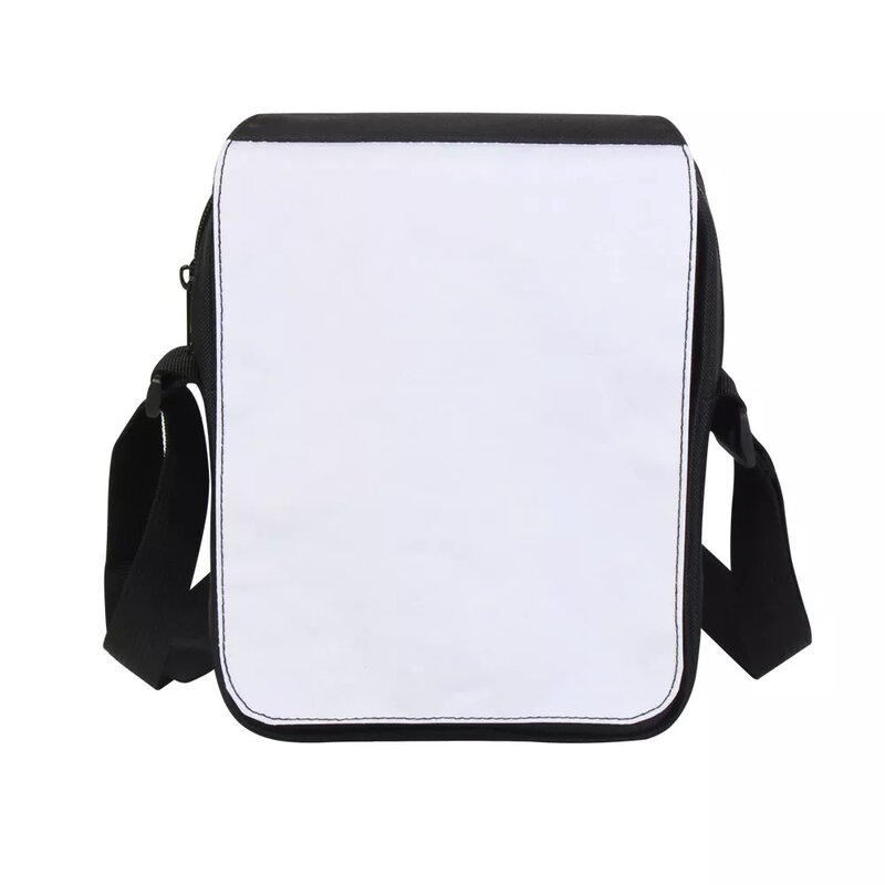 Bolso de hombro en blanco con impresión de logotipo personalizado, bandolera pequeña de poliéster en blanco para cosméticos, bolsas de mensajero de sublimación