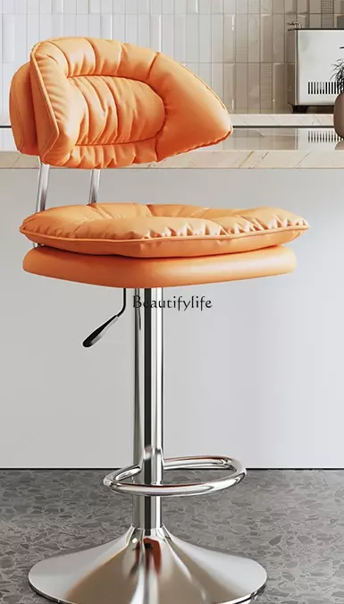 Modern Simple Rotating High Stool Home Backrest Bar Chair Cashier Lifting Light Luxury