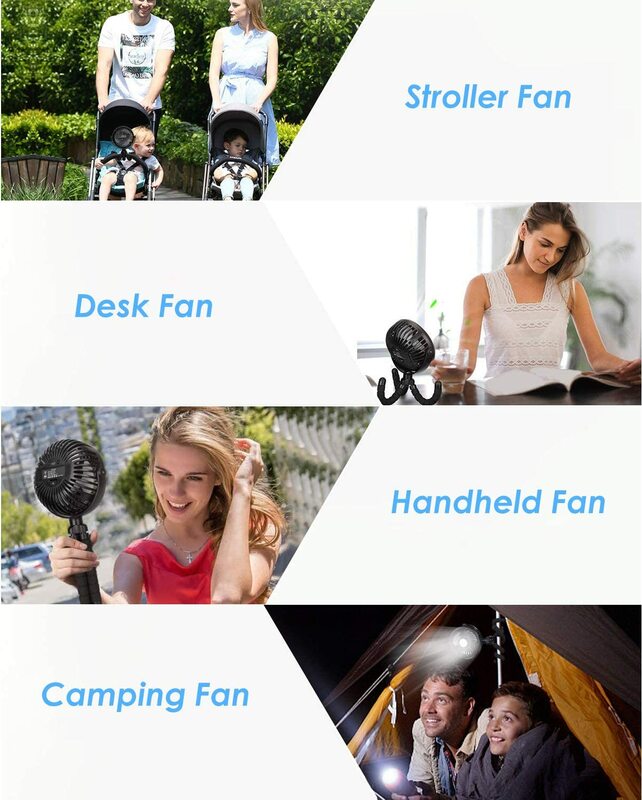 5200mAh Kinderwagen Fan, Hand Wiederaufladbare USB Blattloser Kleine Folding Fans Mini Ventilator Stille Tisch Im Freien Kühler