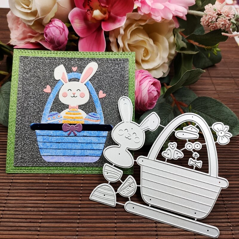 Пасхальный кролик корзина металлический трафарет для скрапбукинга DIY альбом штамп карты