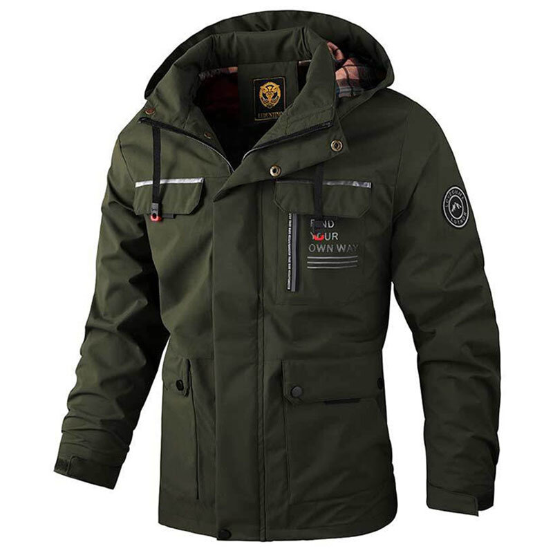 Jaqueta de caça oversize para homens, casaco de inverno, roupas masculinas, pára-brisa ao ar livre, jaquetas bomber, roupas esportivas masculinas