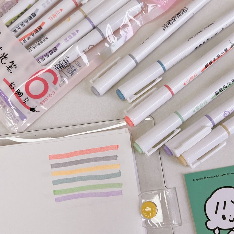 مجموعة أقلام ألوان الإسفار ، هايلايتر ، اللوازم المدرسية ، القرطاسية ، مجموعة 6 قطعة