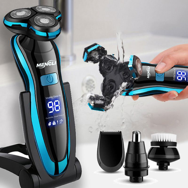 Elektrische Scheermes Elektrische Scheerapparaat Body Hair Snijmachine Voor Mannen Vrouwen Clipper Roterende Baard Trimmer Waterdicht Wasbaar