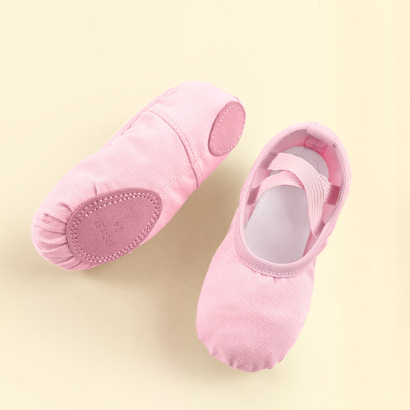 أحذية رقص باليه ناعمة للبالغين والأطفال ، نعال تدريب الجمباز الوردي