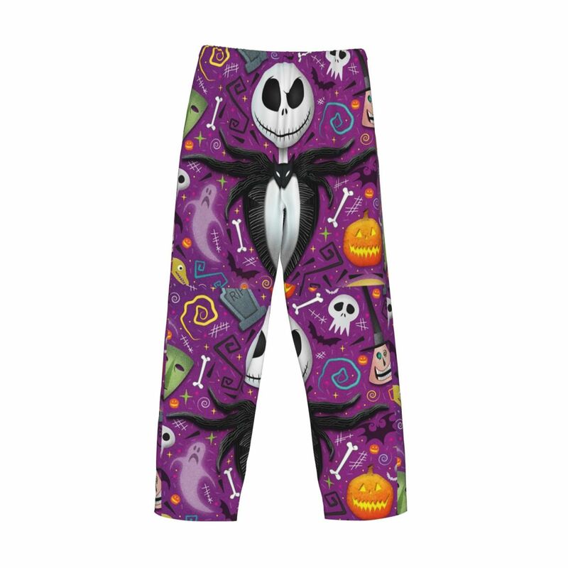 Custom Nightmare Before Christmas Pajama Pants Men's Halloween Skull Jack Sally Sleepwear Sleep Bottoms Stretch with Pockets