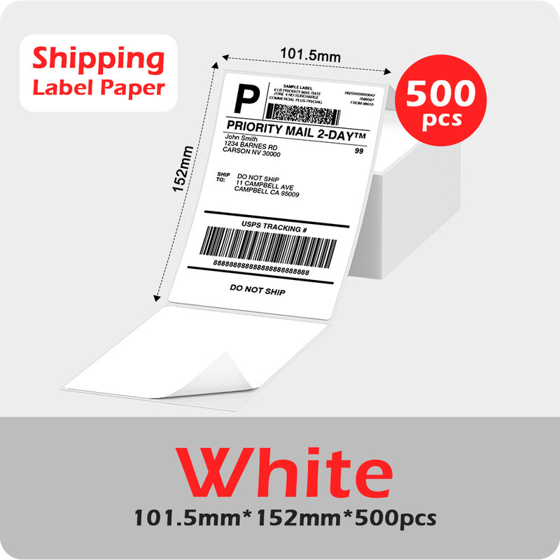 Phomemo-Thermal Label Printer Paper, Fan-Fold Labels, suprimentos para envio de pacotes Use, 241BT, 246S, 4x6, 100x150mm
