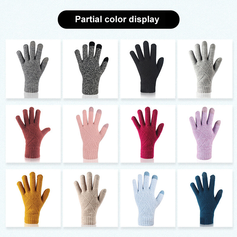 Double Layered Plush Insulated Winter Gloves Upgraded Touch Screen Cold Weather Thermal Warm Knit Glove for Driving Hiking
