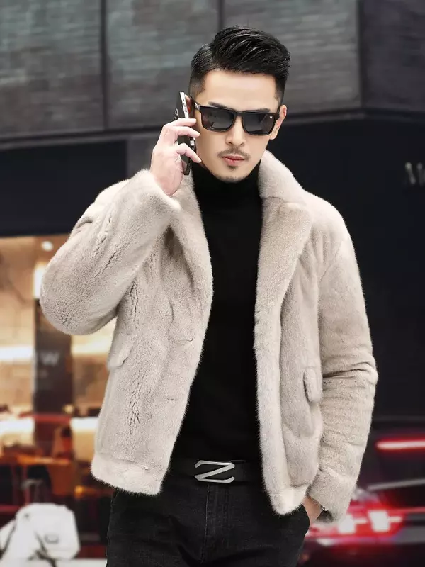 AYUNSUE-abrigo de piel de visón para hombre, chaqueta cálida de lujo, abrigos de piel de visón Real, moda coreana, traje de cuello, SGG878, 2022