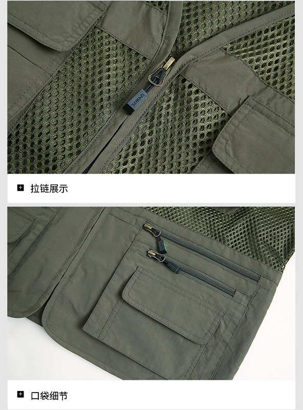 남성용 경량 조끼, 야외 메쉬 통기성 멀티 포켓 전술 낚시 탱크 탑, 작업복 민소매 재킷, 여름