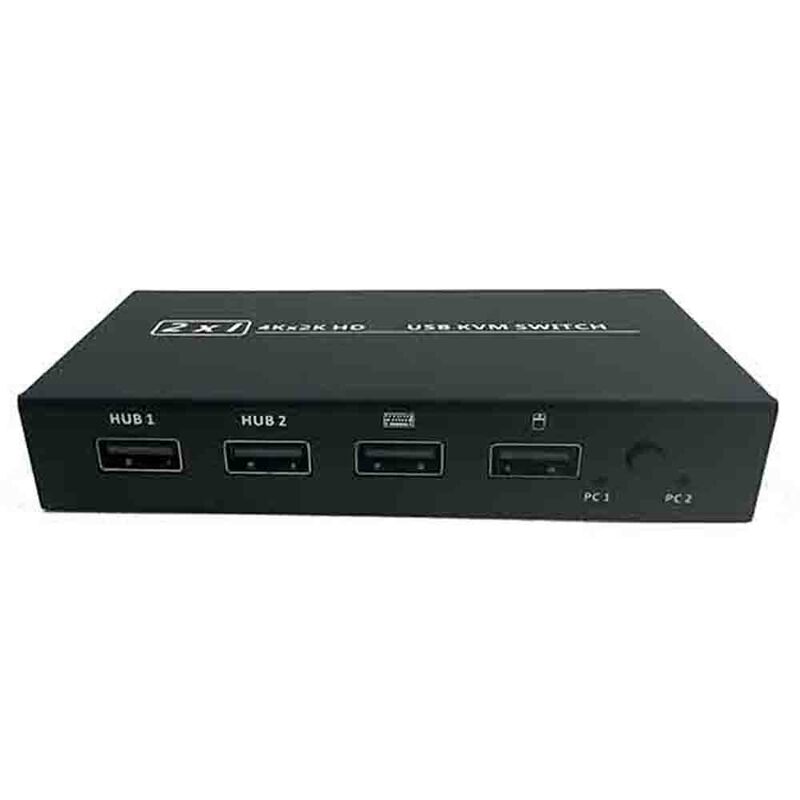 Interruptor KVM compatible con HDMI, 2 puertos, 4K, para Monitor compartido, teclado, ratón, conexión 2 en 1, divisor adaptable