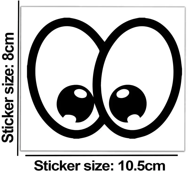 1 x PVC Vinyl Car Funny Sticker Pair of Eyes Cartoon Decal for Bumper Window Door Motorcycle Helmet Laptop,10.5cm
