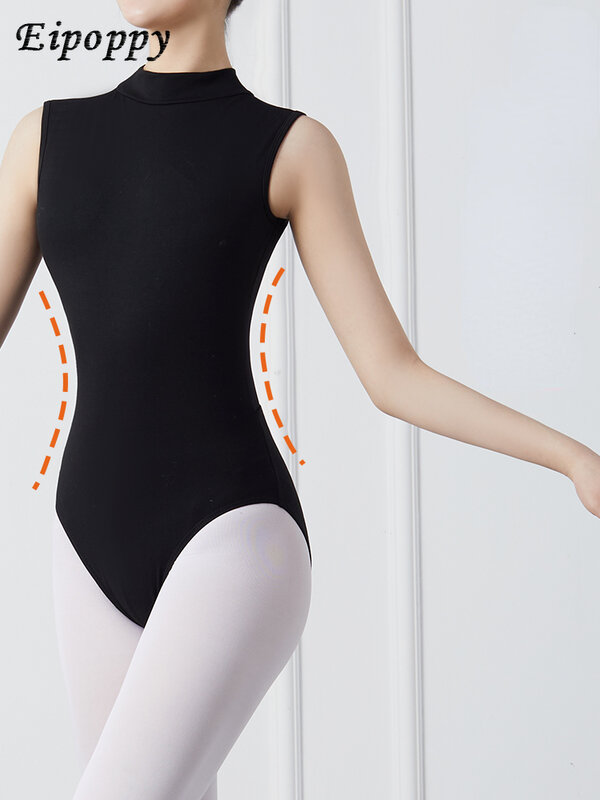 Abbigliamento per la pratica della danza balletto per adulti femminile ginnastica senza schienale nera esame per Body Art supporto per cavezza con collo alto incrociato alto