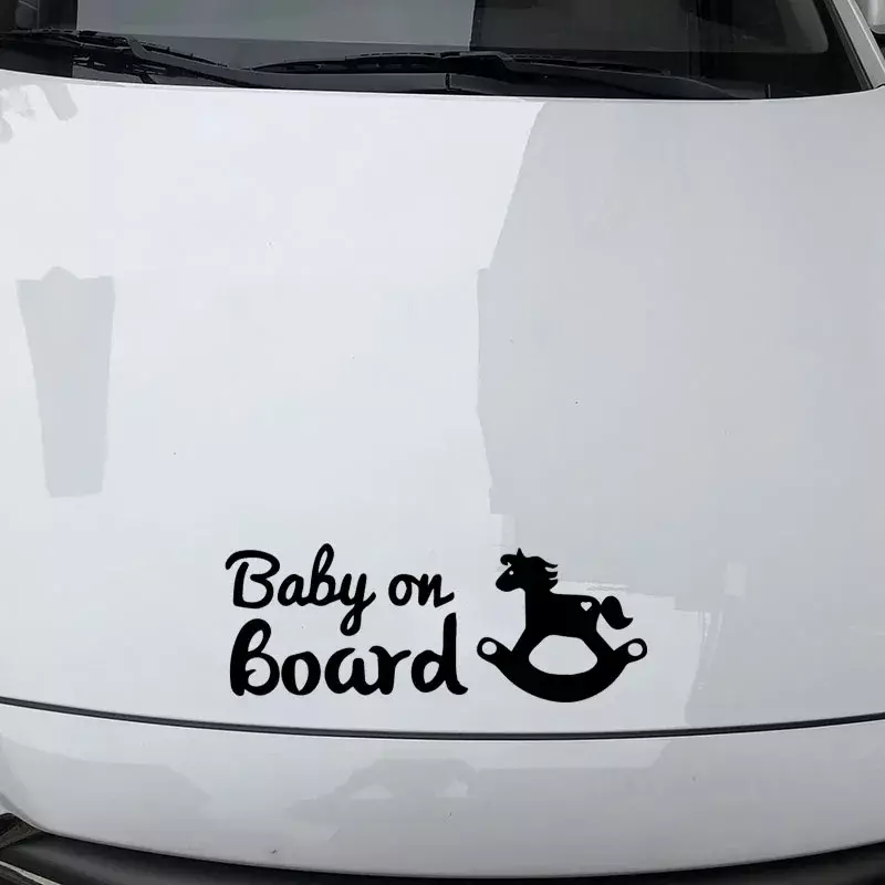 Rocking Horse Baby on Board Warning Car Sticker Rear Windshield Decoration Bumper PVC Decal.