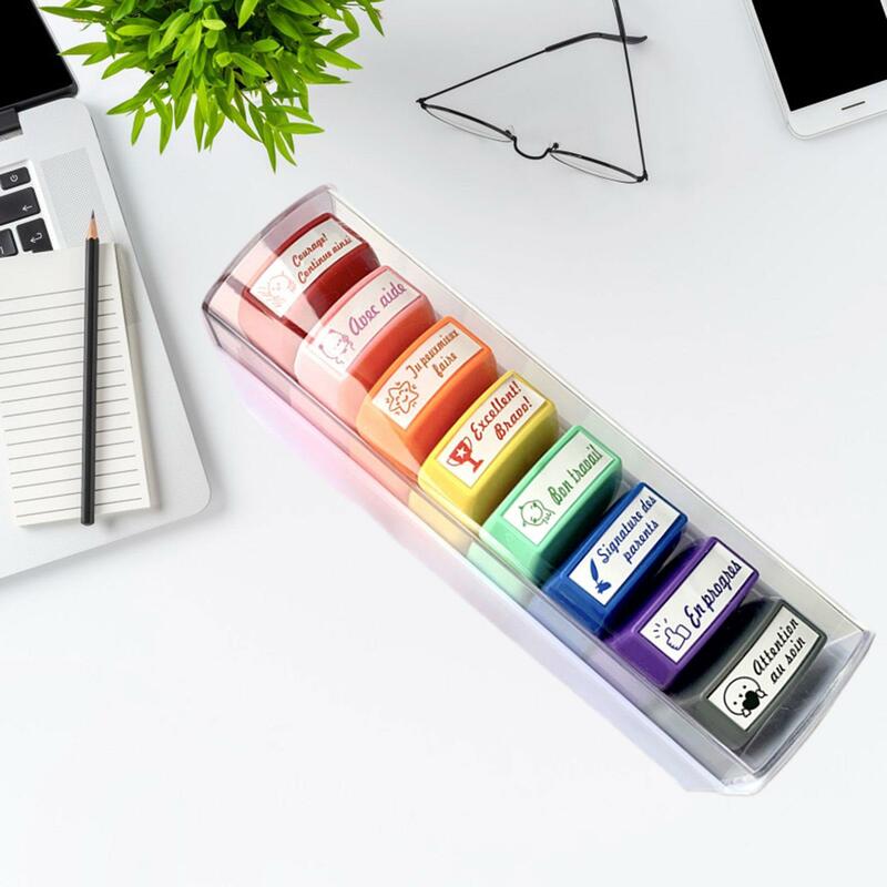 8x Kids Stamps Set Children's Day Gift Birthday Gift Decorative Self Ink Stamps for School Home Letter Classroom Teacher