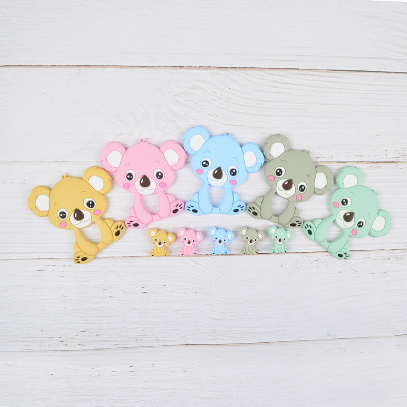 LOFCA Koala Silicone Teether Baby Teething Toy BPA FREE Soft Chewable Animal Teether Making Necklace Pacifier Clip Chain