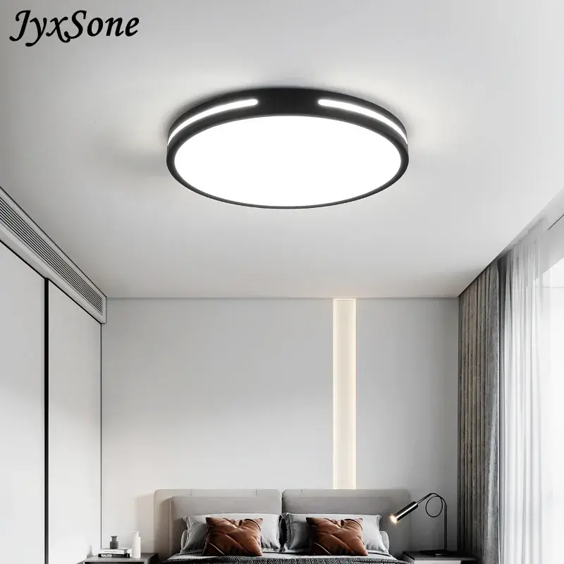 Led teto moderno simples dimmer decorativo led lâmpadas de teto quarto redondo sala de estar retângulo corredor ultra-fino luz interior