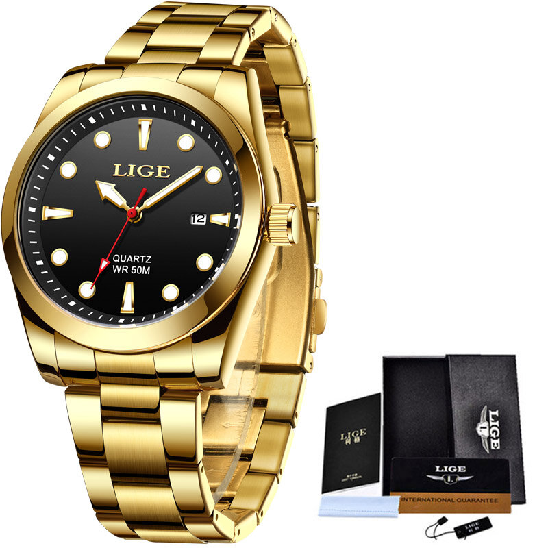 LIGE-Relógio de quartzo impermeável masculino, Mergulhador de negócios, Top Brand, Luxo, Militar, Esportes, Cronógrafo, Relógios de pulso, Casual, Moda