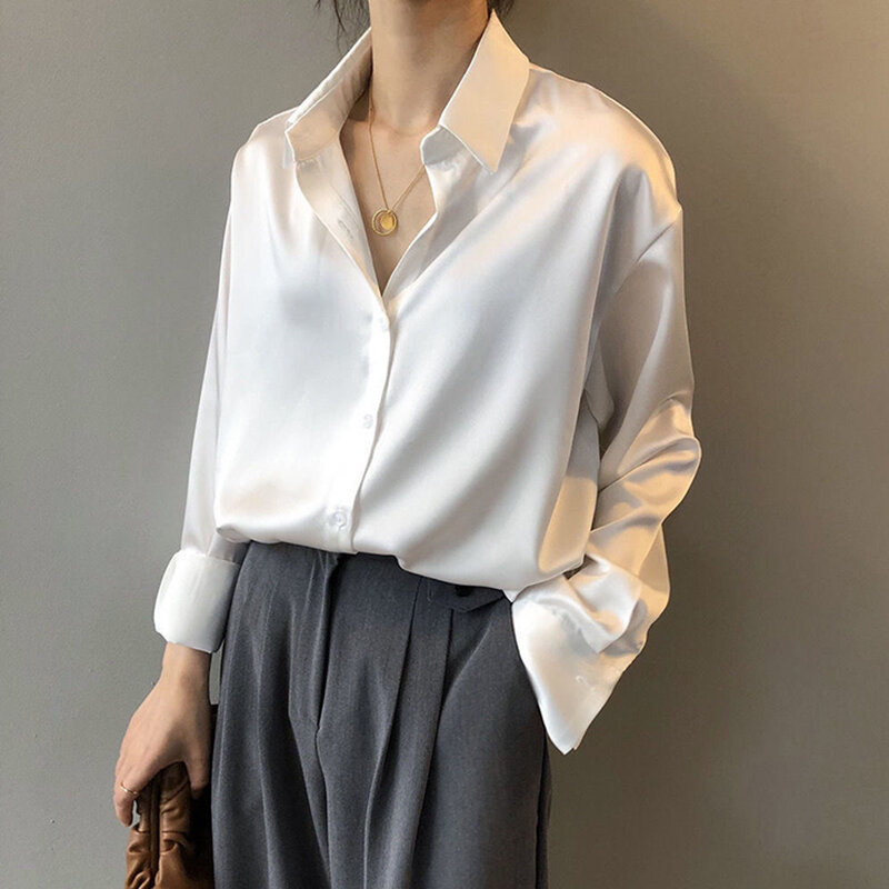 Gidyq-Blusa de manga larga para mujer, camisa informal coreana con botones, elegante, a la moda, holgada, Chic, combina con todo, para oficina, Primavera