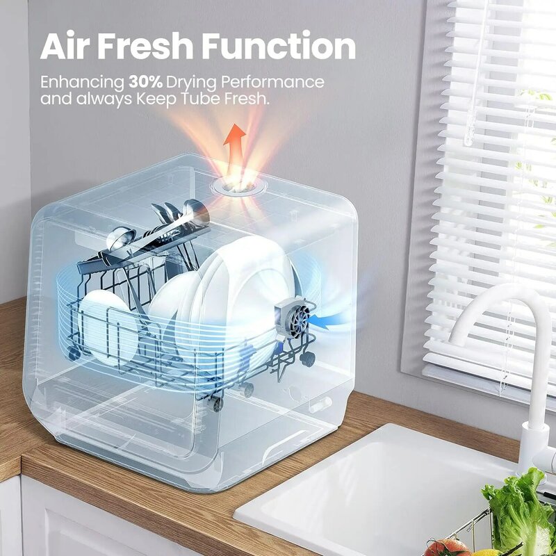 Рабочая столешница для портативной посудомоечной машины comfe со встроенным резервуаром для воды объемом 5 л, 6 программ, двойной распылитель на 360 °,