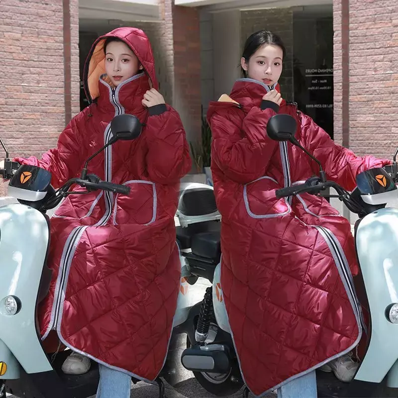 Colcha de pelúcia blusão para mulheres, scooter elétrico, capa impermeável e fria, blusão grosso, ciclismo, inverno