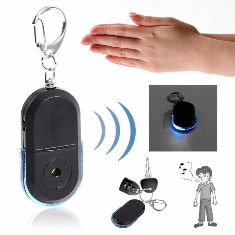 Smart Anti-Lost Key Finder com luz LED, Mini Anti-Lost Key Finder Sensor, Localizador de Carteira e Telefone, Apito Som