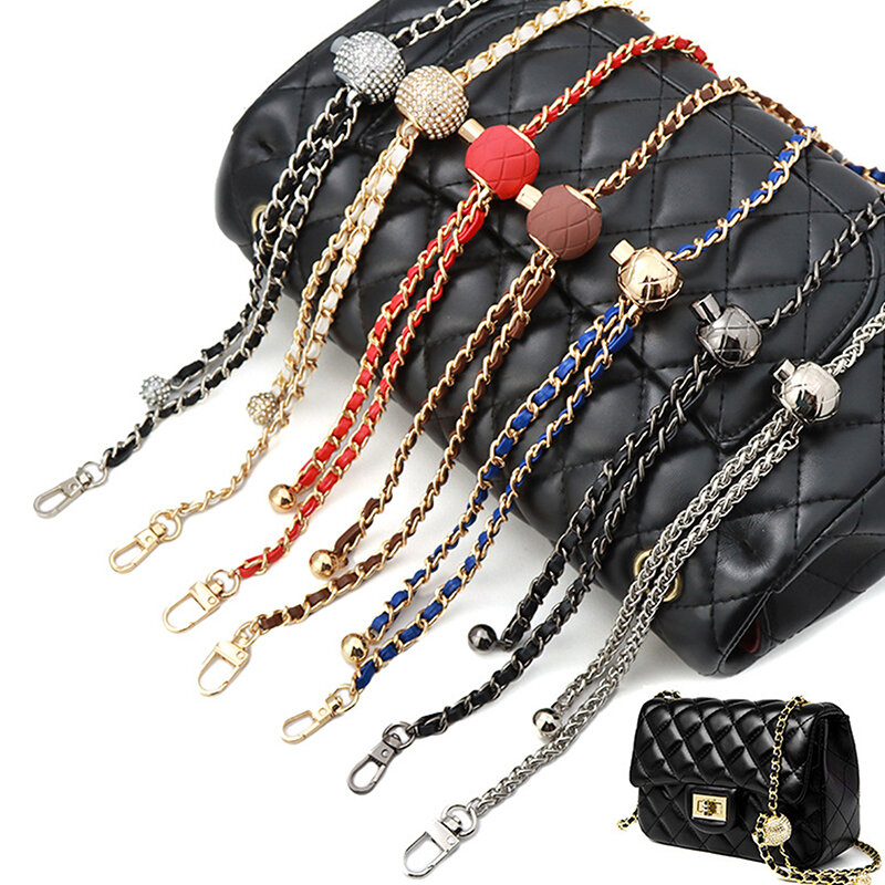 1Pc Purse Chain Strap Crossbody Handbag Chains Replacement Leather Shoulder Bag Chain Straps Chic Golden Ball Bag Accessories