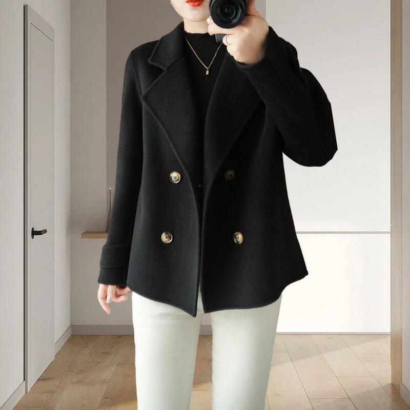 Abrigo holgado de lana con doble botonadura para mujer, ropa de abrigo cálida y elegante para otoño e invierno, para viaje de negocios Formal