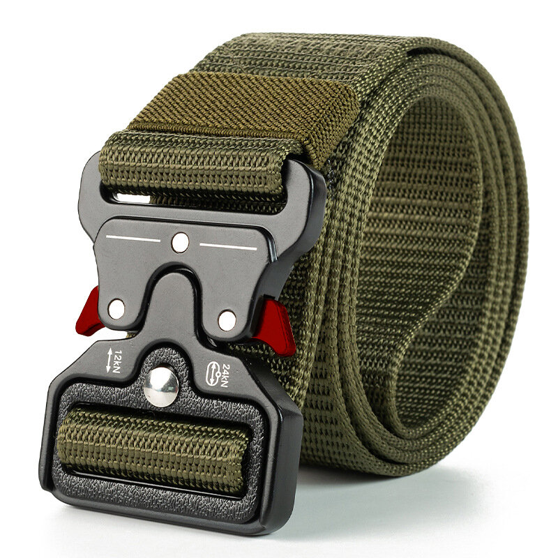 Cinturón táctico genuino para hombres y mujeres, cinturón militar de liberación rápida para exteriores, accesorios deportivos de nailon real suave, negro