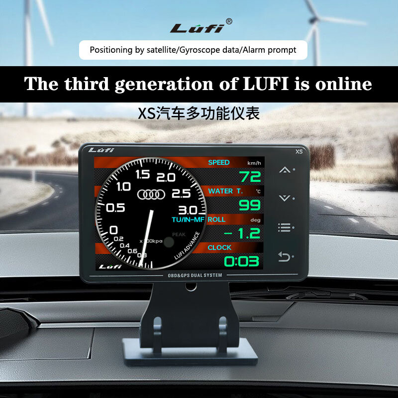 LUFI XS Gauge Car Multi-function OBD+GPS Instrument Water Temp Turbine Oil Temp Meter G Value Gyroscope Modification