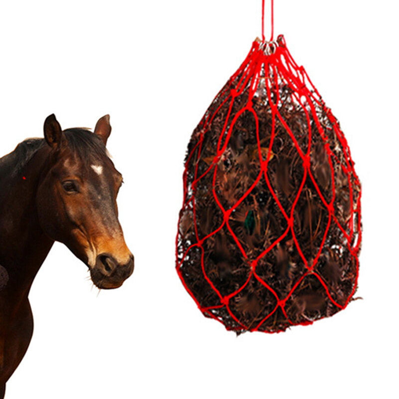 Filet de foin en nylon durable, produits de soins pour chevaux, petit trou, équipement rouge/vert