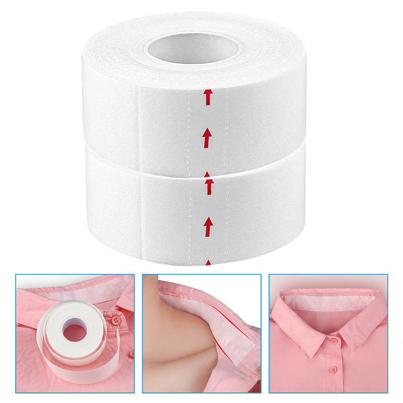 2 Rolls Sweatproof Stickers for Collar Hats Portable Pad Protector Sweat-absorbing